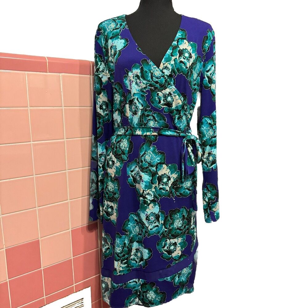 Vera Wang Dress XL Faux Wrap Colorful Artsy Floral Bold Office Career Party Date - Picture 10 of 10